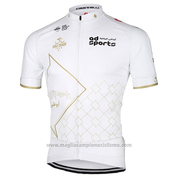 2017 Abbigliamento Ciclismo Abu Dhabi Tour Bianco Manica Corta e Salopette